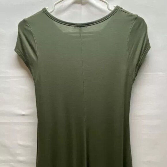Express Dress Ladies XS Olive Green Lace Front Short Sleeve Knit Pullover EUC - Picture 6 of 12